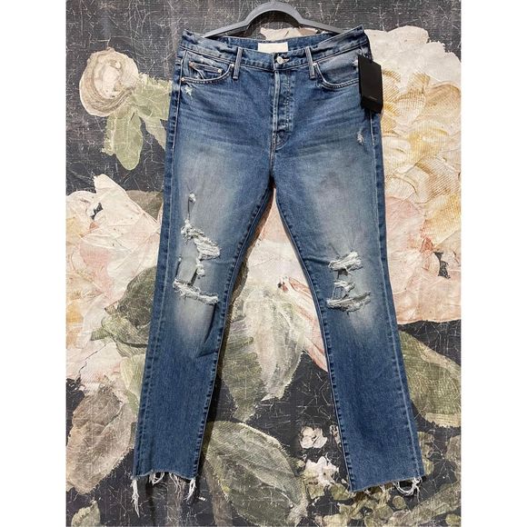 NWT Mother Denim Trickster Skimp Fray Jeans Size 29 - Picture 3 of 9